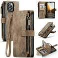 thumbnail image 1 of for iPhone 11 Pro Max Case Wallet for Women and Men, iPhone 11 Pro Max Case, PU Leather Magnetic Flip Strap Wristlet Zipper Card Holder Wallet Business Phone Cover for iPhone 11 Pro Max, Brown, 1 of 10