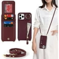 thumbnail image 1 of iPhone 11 Pro Max Case for Women with Card Holder,iPhone 11 Pro Max Phone Case Wallet with Strap,Crossbody Lanyard Cases with Credit Card Slots Kickstand Ring Holder Stand Case,6.5",Burgundy, 1 of 13