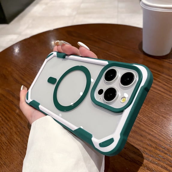 for iPhone 11 Pro Max Clear Case, Magnetic Case Compatible with MagSafe Wireless Charging, Shockproof Military-Grade Protection Hybrid Magnetic Transparent Phone Case for iPhone 11 Pro Max, Green
