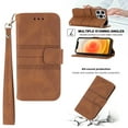 thumbnail image 1 of For iPhone 11 Pro Max Flip Case, Premium PU Leather Folio Flip with Design Card Slots Wrist Strap Shockproof Kickstand Magnetic Protective Girls Cover For iPhone 11 Pro Max, Brown, 1 of 10