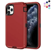 iPhone 11 Pro Max Heavy Duty Case {Shock Proof Case with 3 Layer Rubber, Shatter Resistant, [Tough Armour] Rugged Case Compatible for iPhone 11 Pro Max} Red