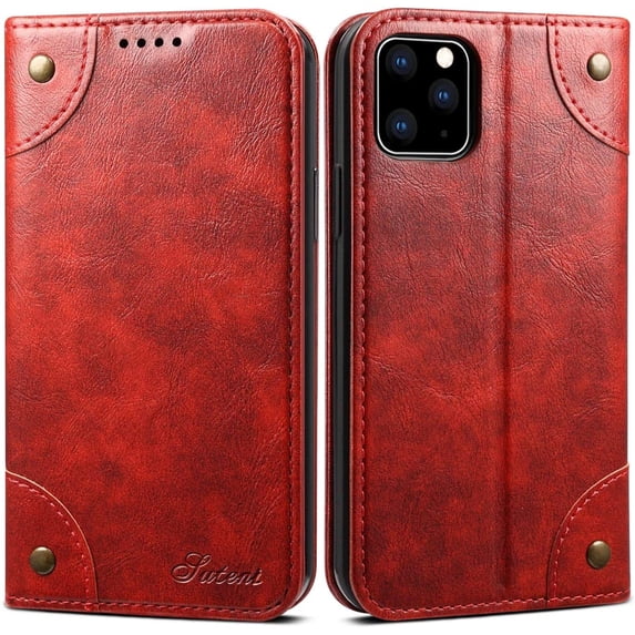 iPhone 11 Pro Max Leather Case, iPhone 11 Pro Max Wallet Folio Case Book Design Closure with Stand and ID Holder Credit Card Slots for iPhone 11 Pro Max 6.5 inch 2019 Red