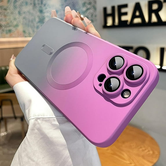 for iPhone 11 Pro Max Magnetic Case [Compatible with MagSafe] [with Camera Lens Protector] Gradient Color Luxury for Women Girls Slim Fit Shockproof Protective Phone Cover, Purple & Gray