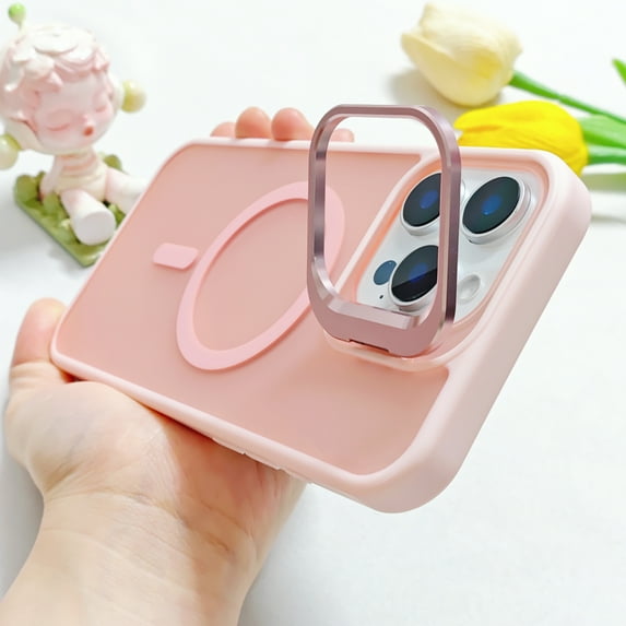 For iPhone 11 Pro Max Magnetic Case, Compatible with Magsafe Translucent Slim Fit Camera Kickstand Anti-Scratch Drop Protection Hard PC Back Cover for Apple iPhone 11 Pro Max, Pink