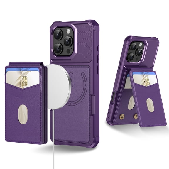 for iPhone 11 Pro Max Phone Case Card Holder with Compatible with MagSafe Magnetic RFID Blocking PU Leather Flip Kickstand Detachable 2-in-1 Wallet Case For iPhone 11 Pro Max,Purple