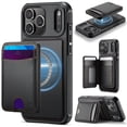 thumbnail image 1 of For iPhone 11 Pro Max Phone Case,Compatible WIth Mag-Safe,2-in-1 Magnetic Removable Card Holder,Kickstand,Anti-Scratch PU Leather Back Shockproof Anti-fall Durable Non-slip Phone Case,Black, 1 of 10