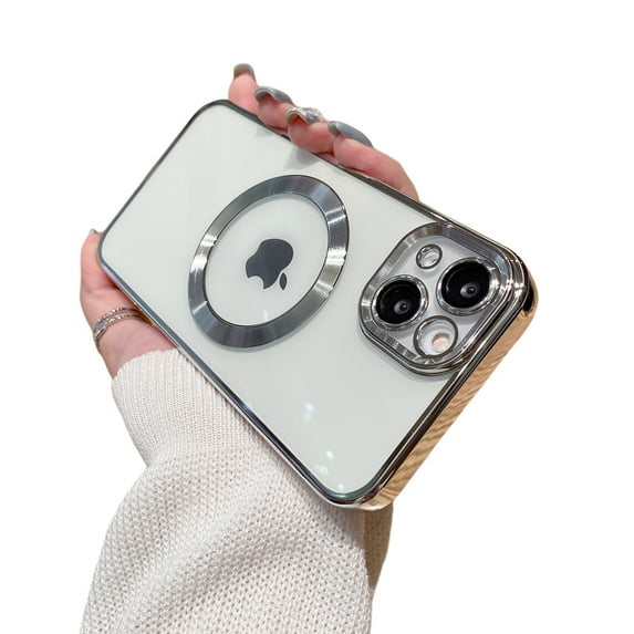for iPhone 11 Pro Max Phone Case Magnetic Clear Cover for Women Men,Slim Plating Bumper TPU Soft Protective Transparent Back for iPhone 11 Pro Max Compatible with MagSafe Phone Case,Silver