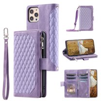 For iPhone 11 Pro Max Premium PU Leather Crossbody Case Purse Zipper Pocket Magnetic Folio Card Slots Wallet Kickstand Phone Case with Shoulder Strap & Wrist Strap For iPhone 11 Pro Max,
Purple