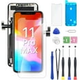 thumbnail image 1 of for iPhone 11 Pro Max Screen Replacement HD 6.5" LCD Display and 3D Touch Digitizer Assembly with Repair Tools, Waterproof Tape, Screen Protector, and True Tone for A2161, A2220, A2218, 1 of 8