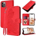 thumbnail image 1 of for iPhone 11 Pro Max Wallet Case,11 Pro Max Phone Case Card Holder Floral Leather Kickstand Flip Cases,Wrist Strap, Closure,Shockproof Protective Cute Cover iPhone 11 Pro Max (Red), 1 of 13