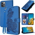 thumbnail image 1 of for iPhone 11 Pro Max Wallet Case,11 Pro Max Phone Case Card Holder Floral Leather Kickstand Flip Cases,Wrist Strap, Closure,Shockproof Protective Cute Cover iPhone 11 Pro Max (Blue), 1 of 13