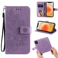 thumbnail image 1 of iPhone 11 Pro Max Wallet Case 6.5 inch 2019, Allytech Embossed FlowerPU Leather with TPU Back Shockproof Kickstand Card Slots Magnetic Clasp Detachable Hand Strap for iPhone 11 Pro Max 6.5", Purple, 1 of 8