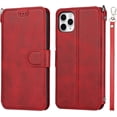 thumbnail image 1 of for iPhone 11 Pro Max Wallet Case with Card Holder Slots,Kickstand Phone Cover Premium Leather Magnetic Closure Slim Flip Shockproof Wrist Strap Case for iPhone 11 Pro Max 6.5",Wine Red, 1 of 14