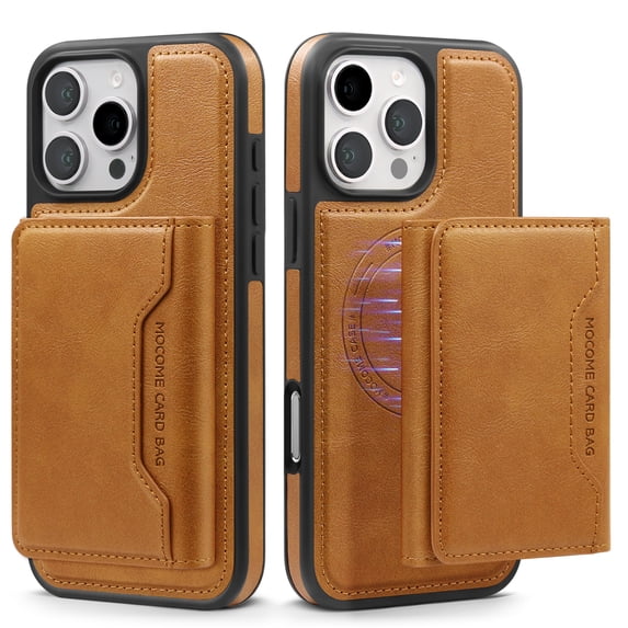 for iPhone 11 Pro Max Wallet Case, Magnetic Phone Cover Compatible with Mag-Safe, 2-in-1 Detachable PU Leather Credit Card Holder Slots Purse with Kickstand Shockproof Protective Case, Brown