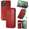 thumbnail image 1 of for iPhone 11 Pro Max Wallet Case, Men's Retro Premium Business PU Leather Classic Magnetic Closure Flip Case with Card Holder [RFID Blocking] Folio Kickstand Shockproof Phone Cover,Red, 1 of 9