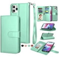 thumbnail image 1 of iPhone 11 Pro Max Wallet Case, iPhone 11 Pro Max PU Leather Case, Njjex PU Leather Magnet Stand Wallet Credit Card Holder Flip Case 9 Card Slots Case for iPhone 11 Pro Max 2019 6.5" -Turquoise, 1 of 6