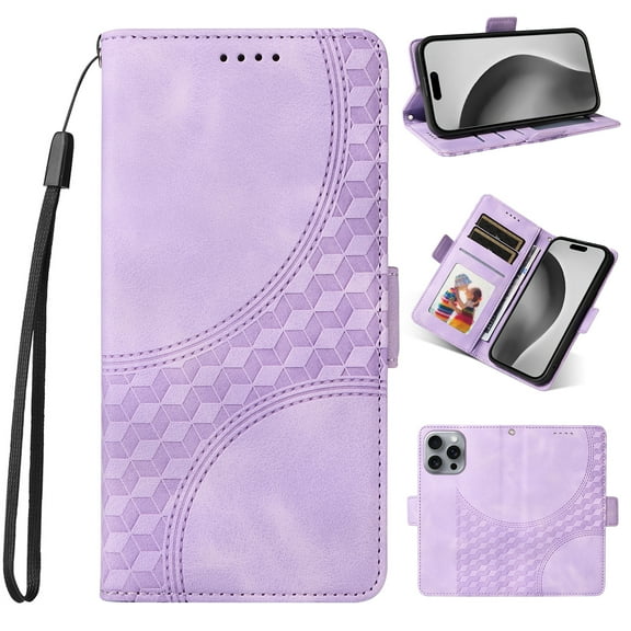 for iPhone 11 Pro Max Wallet Case, Pattern PU Leather Purse Phone Case with [Credit Card Slots] [Wrist Strap] Flip Stand Shockproof Full Body Protective Cover for iPhone 11 Pro Max, Purple