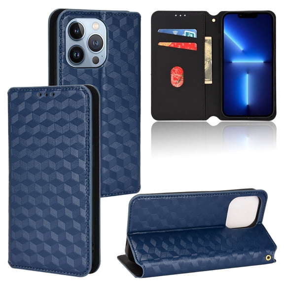 For iPhone 11 Pro Max Wallet Case with RFID Blocking ID Credit Card Holder, Luxury Diamond Patterned Shiny PU Leather Magnetic Folio Book Flip Kickstand Shockproof Phone Case, Blue