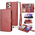 thumbnail image 1 of iPhone 11 Pro Max Wallet Case, iPhone 11 Pro Max PU Leather Case, Njjex PU Leather Magnet Stand Wallet Credit Card Holder Flip Case 9 Card Slots Case for iPhone 11 Pro Max 2019 6.5" -Red, 1 of 6