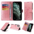 thumbnail image 1 of for iPhone 11 Pro Max Wallet Phone Case,Women Flip Folio Cover with Credit Card Holders Emboss Butterfly & Flower PU Leather Purse Kickstand Case With Wrist Strap for iPhone 11 Pro Max,Pink, 1 of 9