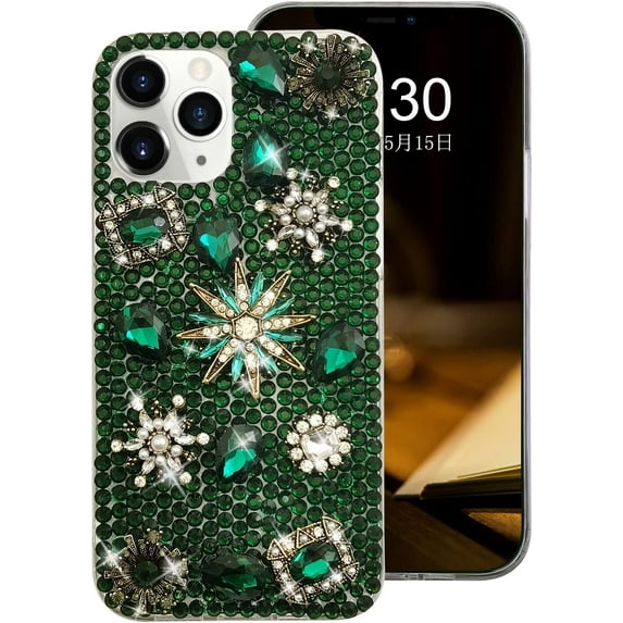 for iPhone 11 Pro Max Women Girls Bling Diamond Flower Case 3D Luxury Elegant Glitter Gem Pearl Floral Crystal Sparkly Rhinestone Soft Bumper Protective Cover Case for iPhone 11 Pro Max Black