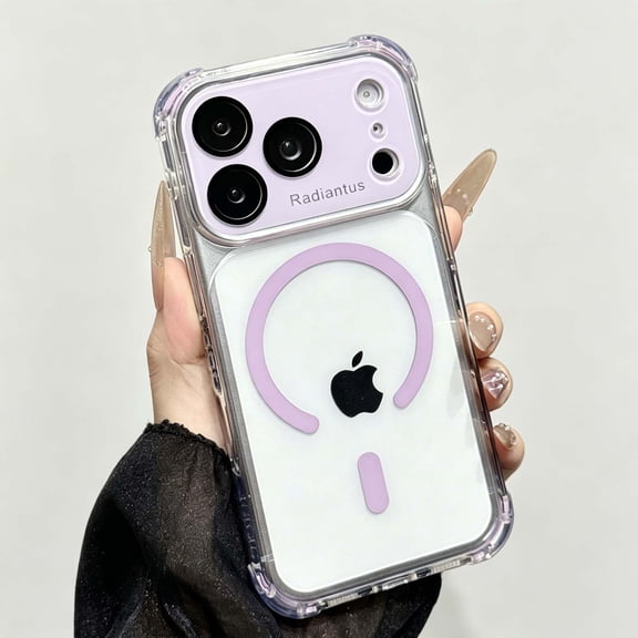 For iPhone 11 Pro Phone Case,With Lens Camera Film,Compatible with Mag-Safe,Four Corners Drop Protection,Crystal Transparent Back,Shokcproof Non-Slip Anti-Scratch Phone Case,Purple