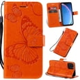 thumbnail image 1 of for iPhone 11 Pro Wallet Case, Kickstand Case with Credit Card Holder, Embossed Butterfly Pattern with Strap Premium PU Leather Magnetic Closure Shockproof Protective Flip Cover 5.8", Orange, 1 of 6