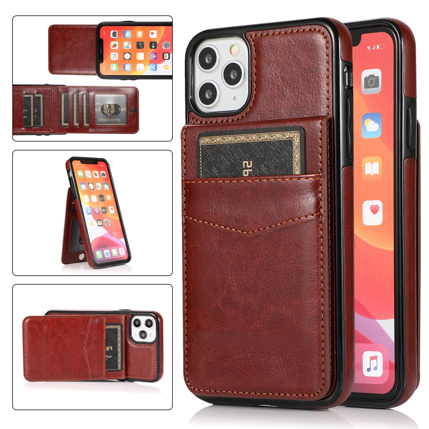 iPhone 11 Wallet Case with Card Holder,OT ONETOP PU Leather Kickstand Card  Slots Case,Double Magnetic Clasp and Durable Shockproof Cover for iPhone 11