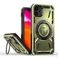 thumbnail image 1 of for iPhone 11 Rugged Case with Rotate Ring Stand, [Built-in Kickstand] [Military-Grade Drop Protection] Heavy Duty Rugged Phone Cover Support Wireless Charging for iPhone 11, Green, 1 of 6