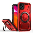 thumbnail image 1 of for iPhone 11 Rugged Case with Rotate Ring Stand, [Built-in Kickstand] [Military-Grade Drop Protection] Heavy Duty Rugged Phone Cover Support Wireless Charging for iPhone 11, Red, 1 of 6