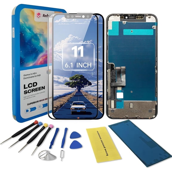 for iPhone 11 Screen Replacement kit,6.1" LCD Display 3D Touch Digitizer Assembly with Repair Tools, Screen Protector, Frame Adhesive (Model A2111, A2223, A2221)