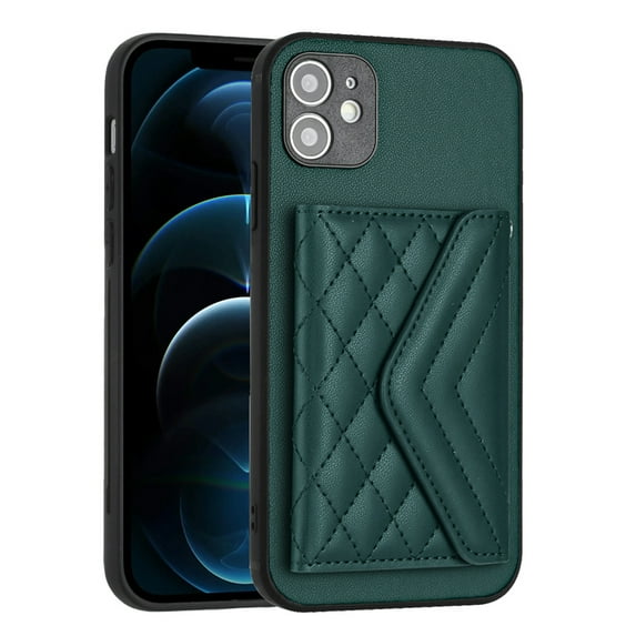 for iPhone 11 Slim Case with Card Holders and Strap for Women, iPhone 11 Phone Case Wallet PU Leather Kickstand RFID Blocking Flip Shockproof Wallet Case - Green