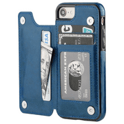 for iPhone 11 Wallet Case with Card Holder, PU Leather Kickstand Card Slots Case,Double Magnetic Clasp and Durable Shockproof Cover for iPhone 6/6s,XS MAX,XR,X/XS,11 Pro Max - Blue
