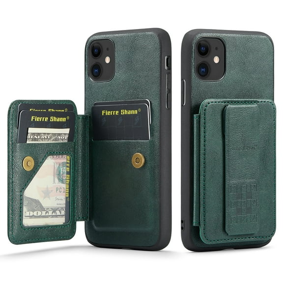 for iPhone 11 Wallet Case with Card Holder RFID Blocking Magnetic Car Mount Back Flip Kickstand Cover Credit Card Slots Premium PU Leather Men Women Phone Case For iPhone 11,Green