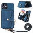 thumbnail image 1 of for iPhone 11 Wallet Case, Crossbody Phone Purse with Card Holder for Women, Zipper PU Leather Carrying Cover Gift with Shoulder Strap Kickstand Anti-drop for iPhone 11 - Blue, 1 of 10