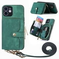 thumbnail image 1 of for iPhone 11 Wallet Case, Crossbody Phone Purse with Card Holder for Women, Zipper PU Leather Carrying Cover Gift with Shoulder Strap Kickstand Anti-drop for iPhone 11 - Green, 1 of 10
