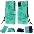 thumbnail image 1 of for iPhone 11 Wallet Case, Kickstand Case with Credit Card Holder, Embossed Butterfly Pattern with Strap Premium PU Leather Magnetic Closure Shockproof Protective Flip Cover 6.1", Green, 1 of 6
