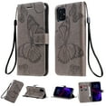 thumbnail image 1 of for iPhone 11 Wallet Case, Kickstand Case with Credit Card Holder, Embossed Butterfly Pattern with Strap Premium PU Leather Magnetic Closure Shockproof Protective Flip Cover 6.1", Gray, 1 of 6
