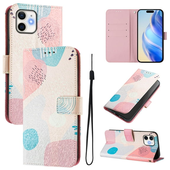 for iPhone 11 Wallet Case, Painting Pattern Premium PU Leather [Credit Card Holder] [Wrist Strap] Flip Stand Feature Purse Case Full Protective Pattern Cover for iPhone 11, Graffiti