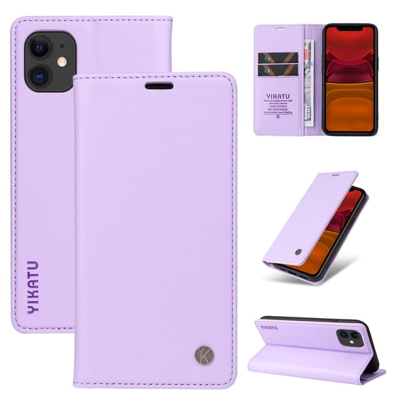 for iPhone 11 Wallet Case with RFID Blocking Credit Card Holder,Classic Vegan PU Premium Leather Folio Magneitc Flip Kickstand Shockproof Cover for iPhone 11 Phone case,Purple