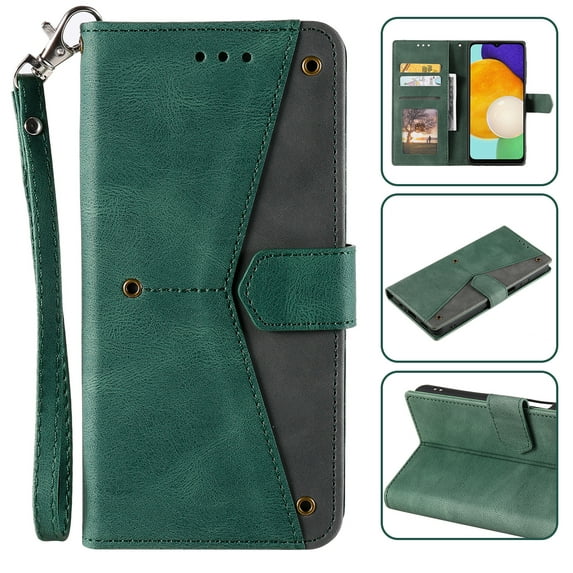 For iPhone 11 Wallet Case with Wrist Strap, Premium PU Leather Flip Protective Cover RFID Blocking Card Holder & Cash Slot,Magnetic Closure Flip Kickstand Function for Men Women,Green