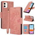 thumbnail image 1 of for iPhone 11 Wallet case with RFID Blocking Credit Card Holder,Flip PU Leather Emboss Butterfly Flower Shockproof Protective Cover Women Men for iPhone 11 Phone case,Pink, 1 of 7