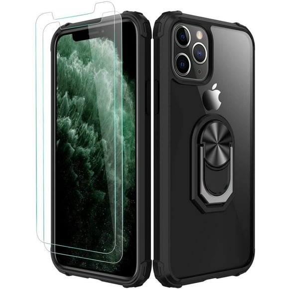 iPhone 11 pro Case,[ Military Grade ] with [ Glass Screen Protector] 15ft. Drop Tested Protective Case | Kickstand | Compatible with Apple iPhone 11 pro 5.8 Inch -Black