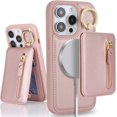 thumbnail image 1 of iPhone 11 pro max case with Card Holder, iPhone 11 pro max Phone Case Wallet for Women magsafe Compatible Wallet Detachable 2-in-1 for Men-Pink, 1 of 12