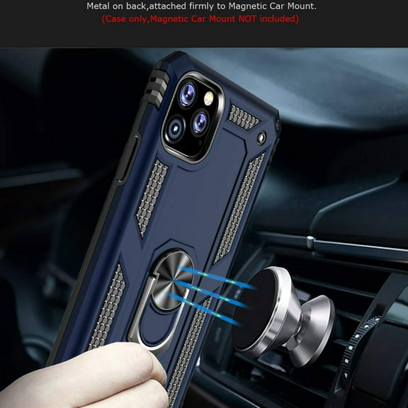 iPhone 11Pro 5.8 inch Case, Dteck Magnetic Shockproof Adsorption Hard Armor Ring Holder For Car Mount with Kickstand/Military Grade Drop Case For Apple iPhone 11 Pro 5.8", Blue