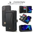 thumbnail image 1 of iPhone 11Pro 5.8 inch Wallet Case, Dteck 2 in 1 Leather Zipper Purse Multi-Function Tri-fold Wallet Case Detachable Magnetic Phone Cover with 14 Card Slots Money Pocket For iPhone 11 Pro,Black, 1 of 11