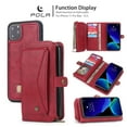 thumbnail image 1 of iPhone 11Pro Max 6.5 inch Wallet Case, Dteck 2 in 1 Leather Zipper Purse Multi-Function Tri-fold Wallet Case Detachable Magnetic Phone Cover with 14 Card Slots Money Pocket For iPhone 11 Pro Max,Red, 1 of 11