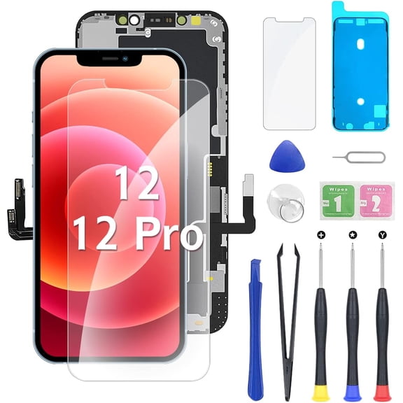 for iPhone 12/12 PRO Screen Replacement HD 6.1" LCD Display and 3D Touch Digitizer Assembly with Repair Tools, Waterproof Tape, and True Tone for A2172, A2402, A2404 A2403, A2341, A2406, A2408