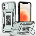 thumbnail image 1 of for iPhone 12/12 Pro Case with 360° Rotate Ring Kickstand & Sliding Camera Cover & Support Magnetic Car Mount Holder Military Grade Drop Protection Case for iPhone 12/12 Pro, Gray, 1 of 7