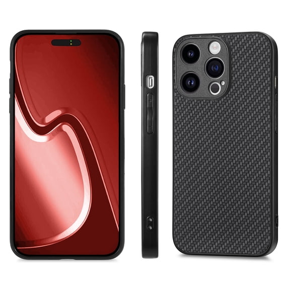 for iPhone 12/12 Pro Case, Carbon Fiber Leather Slim Protective Cover, Full Protection Strong Impact Resistance Smartphone Protection for iPhone 12/12 Pro, Black